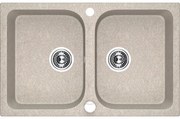 Laveo Celia, 2-komorový granitový drez 760x480x184 mm, béžová, LAV-SBC_420T