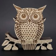 AMADEA Drevená dekorácia sova, masívne drevo 15x13x1, 8 cm
