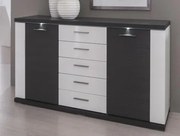 Široká komoda Caracas typ 21, grafit/biely lesk, s osvetlením%