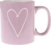 Hrnček Srdce 600 ml, ružová/biela%