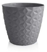 Crystal matt recyklovaný kvetináč 16 cm, kamenná sivá, 16 cm