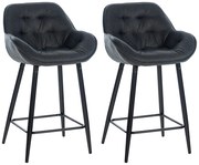 Barová stolička Gibson (SET 2 ks) - látka, kovové nohy čierne - Tmavo sivá