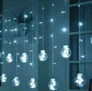 Svetelný záves gule 108 LED - studená biela