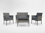 Garden Line SÚPRAVA RATANOVÉHO NÁBYTKU (SEDAČKA, 2 KRESLÁ, LAVICA) ŠEDÁ *3477