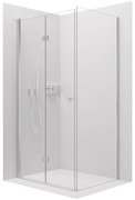 Cerano Volpe, sprchovací kút so skladacími dverami 100(dvere) x 100(stena), 6mm číre sklo, chrómový profil, CER-CER-427222