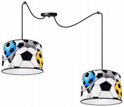 Detské závesné svietidlo Soccer Spider, 2x textilné tienidlo so vzorom, (výber z 2 farieb konštrukcie)
