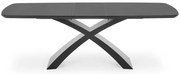 Rozkladací stôl Silvestro 180/220x89cm Sklo/Mdf – Tmavé Popolavý/Čierna