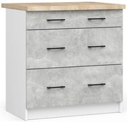 Spodná kuchynská skrinka s doskou OLIWIA S80 3SZ biela / betón