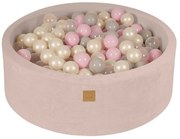 Krémový zamatový bazénik s loptičkami ø 90x30 cm Montessori – Meowbaby