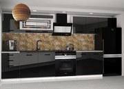 Kuchynská linka Belini 240 cm čierny lesk s pracovnou doskou Ella2  INF ELLA2/6/WT/B/0/B1