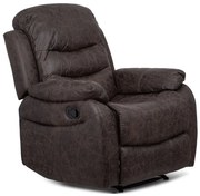 TV polohovateľné kreslo ROGIL - látka, hnedá, nosnosť 130 kg