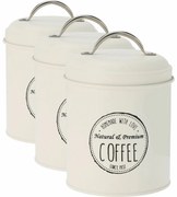 Excellent Houseware Súprava plechových dóz na potraviny 11 x 16 cm, 3 ks, krémová, S