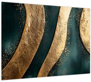 Obraz - Zelená abstrakcia so zlatom I. (70x50 cm)
