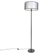 Dizajnová stojaca lampa čierna s čierno-bielym tienidlom 47 cm - Simplo