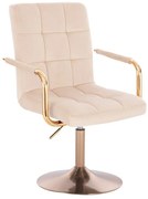 LuxuryForm DESIGN Otočná stolička VERONA GOLD VELUR na zlatom tanieri - krémová