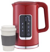 Rýchlovarná kanvica s LCD displejom 1,7 l 2200W/230V červená + cest.hrnek 450 ml
