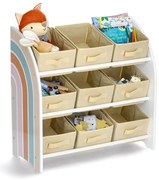 Detský regál, organizér na hračky s 9 látkovými boxmi, RAINBOW