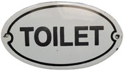 Krémová kovová smaltovaná ceduľa Toilet - 13,5*7,5 cm