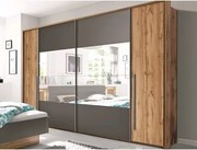 Šatníková skriňa Mega, 312 cm, dub wotan/šedá%