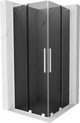 Mexen Velar L Duo, sprchový kút s posuvnými dverami 80 x 80 cm, 8mm šedé sklo, biela matná, 871-080-080-02-43-20