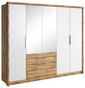 Skriňa Tony 255 dub wotan/biela/zrkadlo