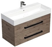 Kúpeľňová skrinka s čiernou úchytkou a umývadlom SAT Cube Way 100x53x46 cm dub Wellington mat CUBE46C1002DWSAT