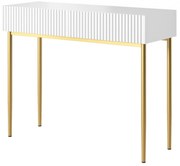 Toaletný stolík Nicole 100 cm so zásuvkami - biely mat / zlaté nohy