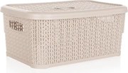 Úložný košík 6 l, krémový, ratanový vzhľad%