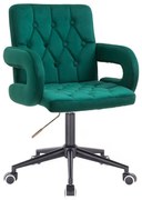 LuxuryForm DESIGN Stolička BOSTON VELUR na čiernej podstave s kolieskami - zelená