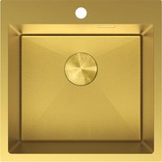 Mexen Solix, 1-komorový nerezový drez 500 x 500 mm, brúsená zlatá, vzor voština, 6407501000-55HC