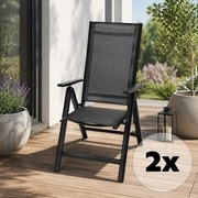 Set 2 ks hliníkových polohovacích kresiel Avenberg ISLA, čierna