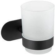 Matne čierny samodržiaci sklenený téglik na zubné kefky Orea – Wenko