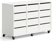 Študentská úložná skrinka CASPER, 12 zásuviek, biela