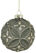 Zelená machová sklenená vianočná ozdoba gule - Ø 8 cm