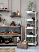 Biely antik kovový regál na kolieskach s podnosmi Fil de Fer - 53*157 cm