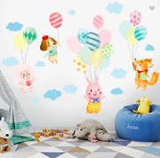 Samolepka na stenu "Zvieratká s balónmi 2" 130x77cm