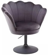 LuxuryForm DESIGN Kreslo FREY VELUR na čiernom tanieri - tmavo šedé