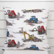 Biante Detská bavlnená obliečka na vankúš Sandra SA-578 Nákladiaky a bagre na bielom 50 x 50 cm