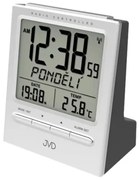 Rádiom riadený budík JVD RB9299.1 biely s LED podsvietením a teplomerom