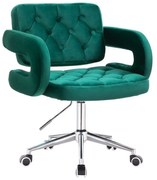 LuxuryForm DESIGN Kreslo ADRIA VELUR na striebornej podstave s kolieskami - zelené