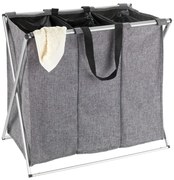 Sivý trojitý kôš na bielizeň Wenko Trio, 130 l