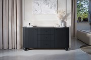 Komoda Vespera 160 cm so zásuvkami - čierna / čierne nohy