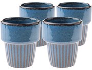 Súprava 4 keramických hrnčekov Rustik 100 ml, modrá