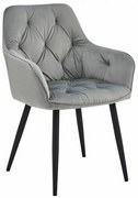 Jedálenská stolička JORK zamatová, strieborná / sivá (čierne nohy)