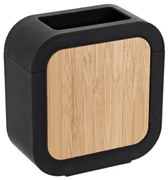 Kúpeľňový pohár Tempesti, čierna/s drevenými prvkami