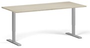 Výškovo nastaviteľný stôl, 180x80 cm, 1 motor, sivá podnož, dub prírodný