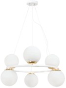 Závesné svietidlo Florence, 6x biele sklenené tienidlo, W/G, O