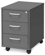 Kancelársky kontajner FLEXUS, 3 zásuvky, 600x400x600 mm, šedý