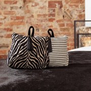 Krémovo-čierna bavlnená dverná zarážka Stripe - 10*21*17cm