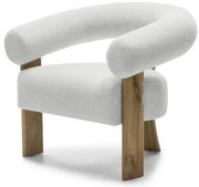 Biele dizajnové kreslo KOKEI, dub